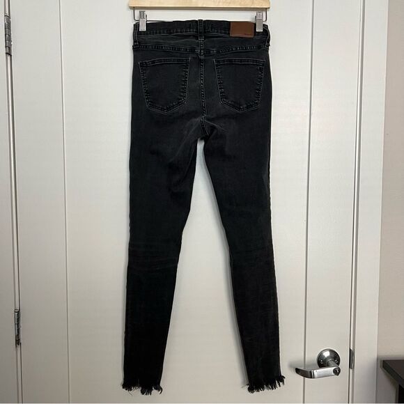 Madewell Jeans Women Sz 27T Black Charcoal 9" High Rise Skinny Button Font Denim - Picture 5 of 16